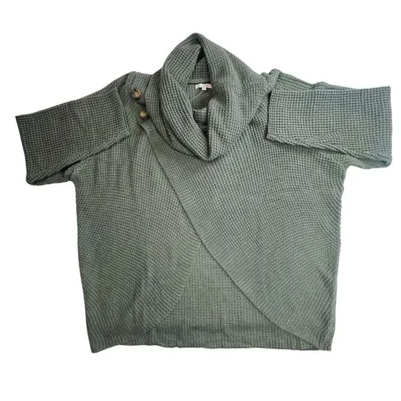 Kate & Sam Sweater Women XXL Olive Green Cowlneck Athleisure Wrap Minimalist Top - Picture 7 of 13